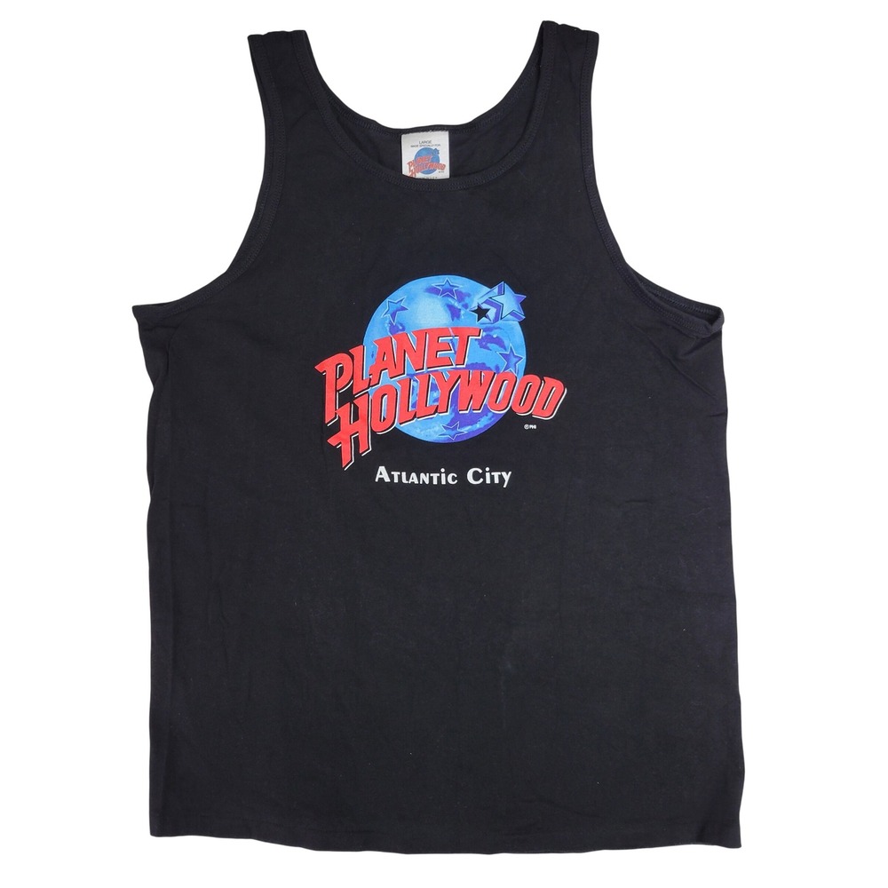 Vintage Planet Hollywood Atlantic City Tank Top Black Mens Large‎ Made in USA
